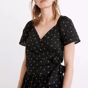 Madewell Ruffle-Sleeve Wrap Top in Spring Floral